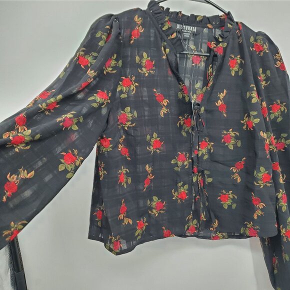 Disturbia Darcey Floral Print Chiffon Tie Front Blouse Top Women Size US 4 NWT - Picture 4 of 16